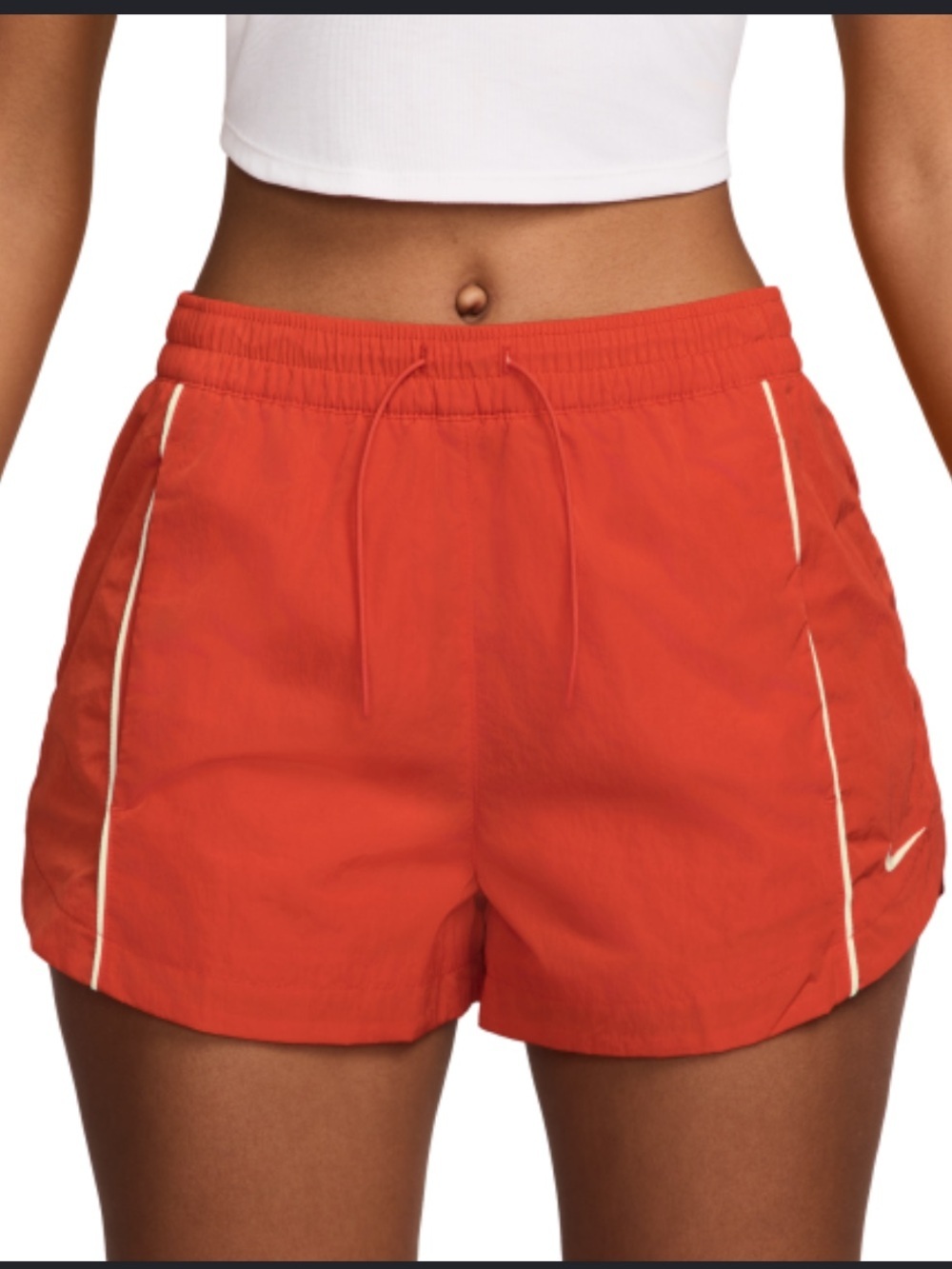Nike Women's Orange Athletic Running Shorts with White Piping